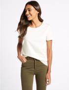 Marks & Spencer Pure Cotton Crew Neck T-shirt Ivory