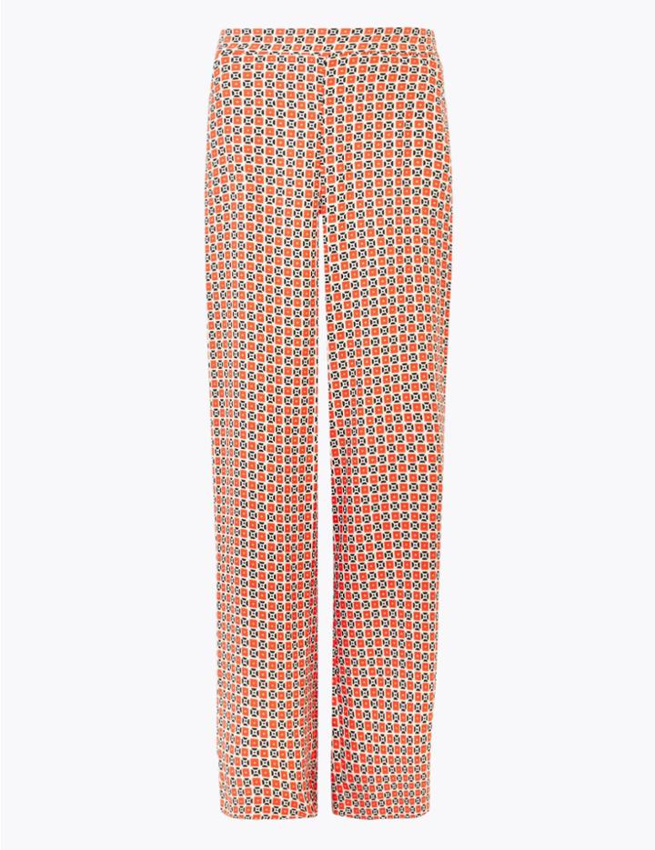 Marks & Spencer Geometric Print Wide Leg Trousers Multi