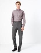 Marks & Spencer Tailored Fit Twill Easy Iron Shirt Burgundy