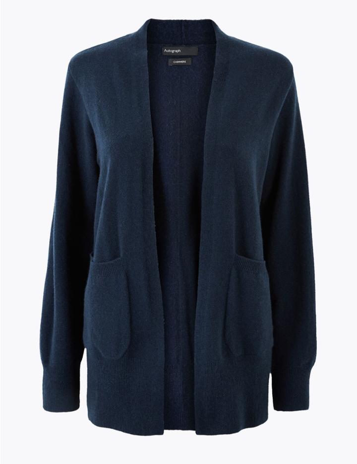 Marks & Spencer Pure Cashmere Relaxed Fit Longline Cardigan Navy