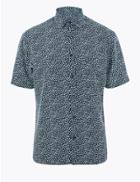 Marks & Spencer Geometric Print Relaxed Fit Shirt Navy
