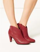 Marks & Spencer Wide Fit Leather Ankle Boots Red