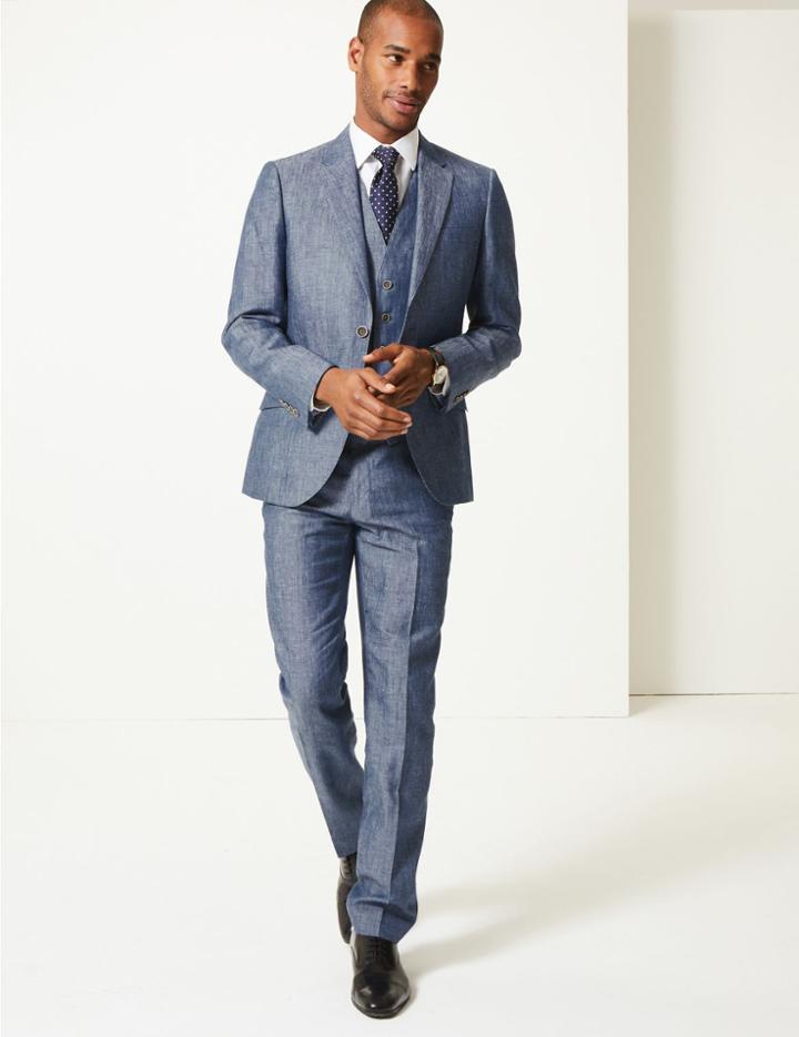 Marks & Spencer Tailored Fit Trousers Indigo