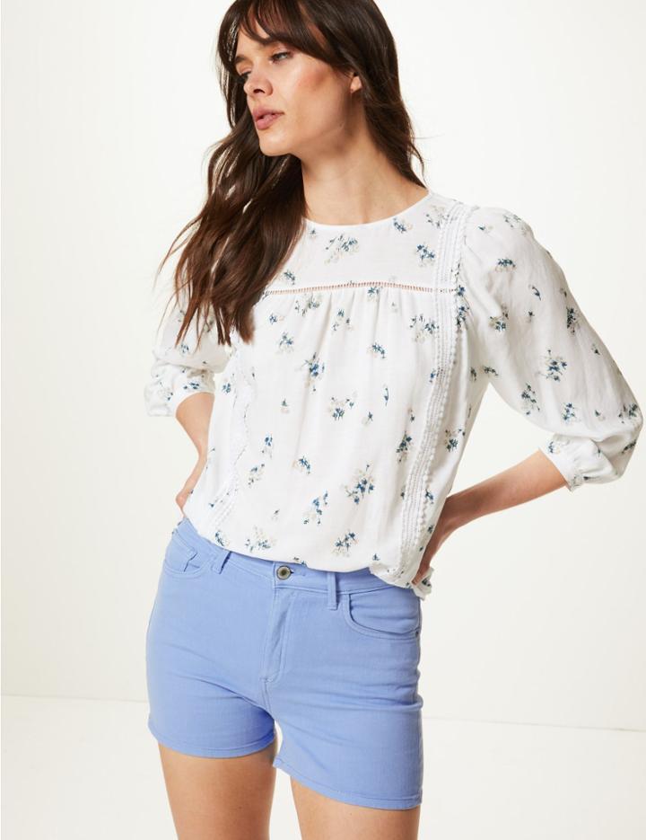 Marks & Spencer Sculpt & Lift Denim Shorts Periwinkle