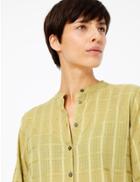 Marks & Spencer Pure Cotton Checked Longline Shirt Olive
