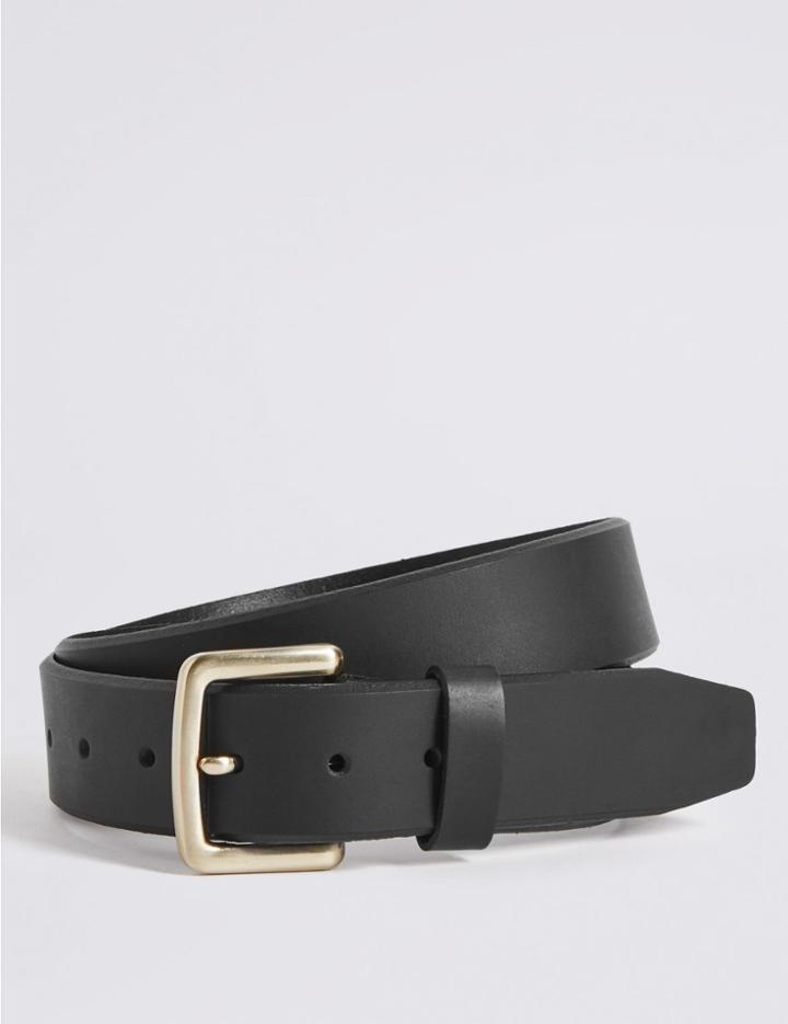 Marks & Spencer Leather Bevelled Edge Casual Belt Black
