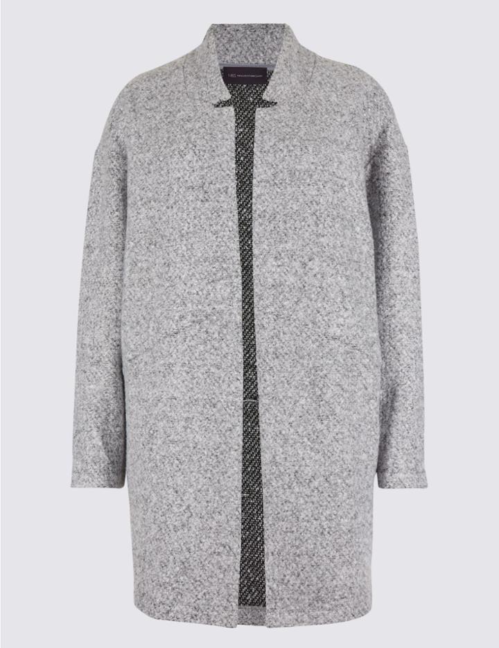 Marks & Spencer Petite Textured Coat Grey