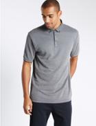 Marks & Spencer Textured Polo Shirt Navy Mix