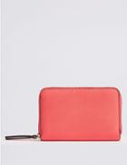 Marks & Spencer Faux Leather Zip Around Purse Coral