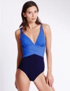 Marks & Spencer Swimsculpt&trade; Colour Block Swimsuit Blue Mix
