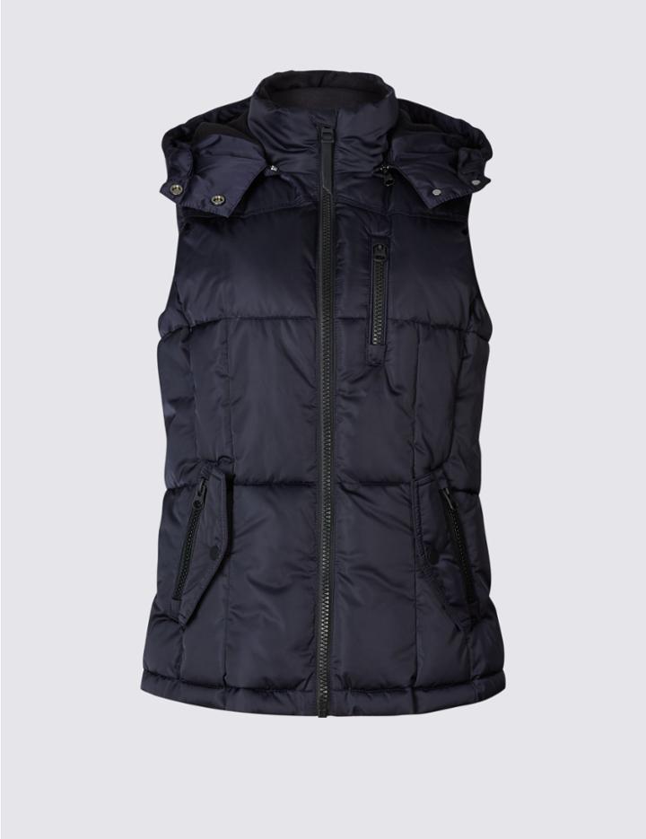 Marks & Spencer Satin Padded Gilet Navy