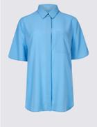 Marks & Spencer Crepe Half Sleeve Shirt Sky Blue
