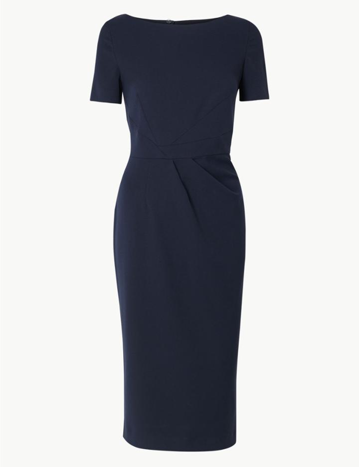 Marks & Spencer Short Sleeve Bodycon Midi Dress Navy