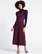 Marks & Spencer Culotte Frill Sleeve Jumpsuit Purple