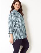 Marks & Spencer Curve Checked Long Sleeve Shirt Navy Mix