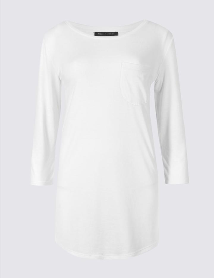 Marks & Spencer Longline Round Neck Long Sleeve Tunic Ivory