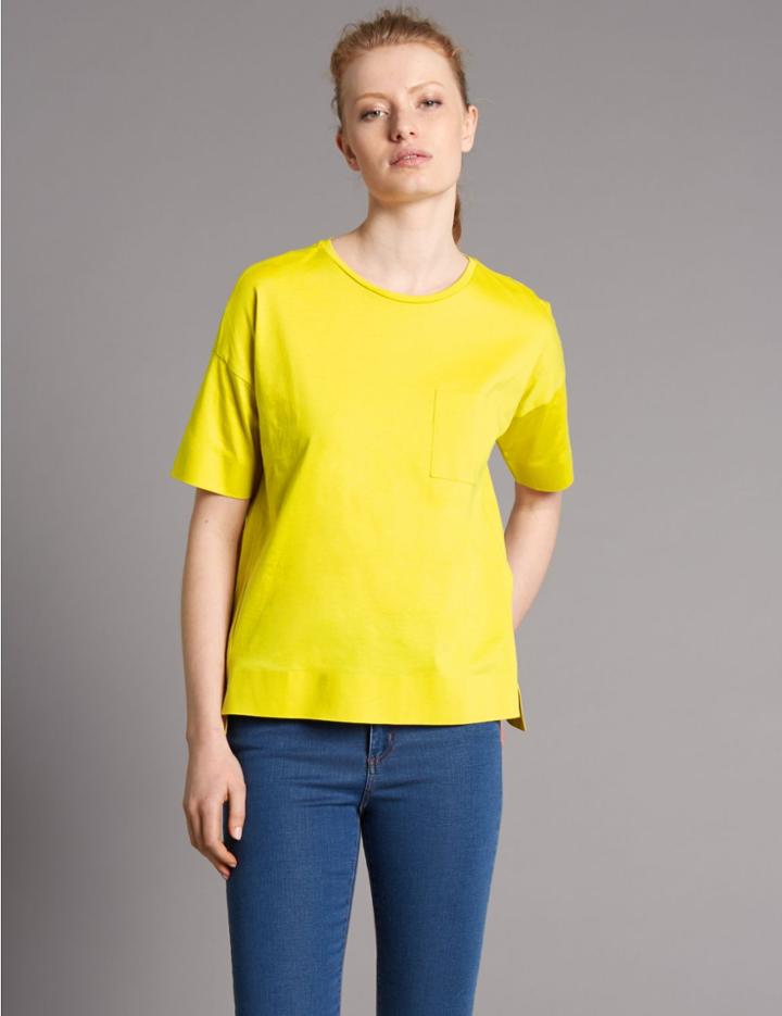Marks & Spencer Pure Cotton Half Sleeve Jersey Top Yellow