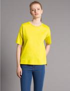 Marks & Spencer Pure Cotton Half Sleeve Jersey Top Yellow