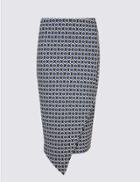 Marks & Spencer Jacquard Asymmetric Wrap Pencil Skirt Black Mix