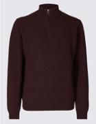 Marks & Spencer Pure Lambswool Textured Jumper Wine