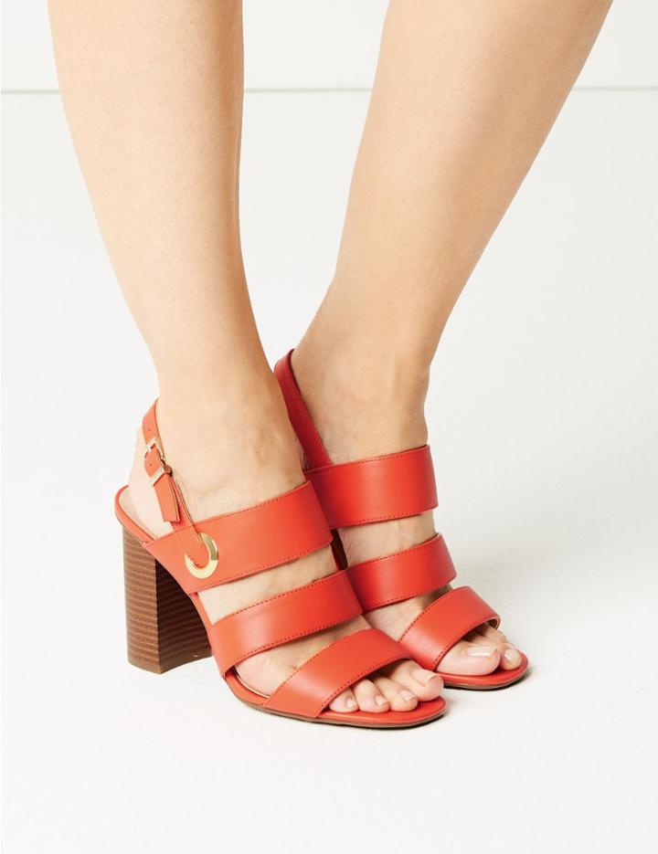 Marks & Spencer Block Heel Multi Strap Sandals Orange