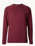 Marks & Spencer Cotton Rich Textured Jumper Raspberry