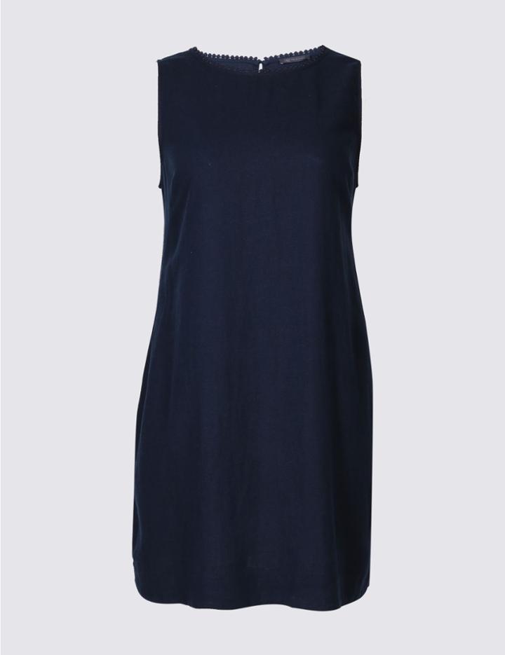Marks & Spencer Curve Linen Blend Tunic Dress Navy