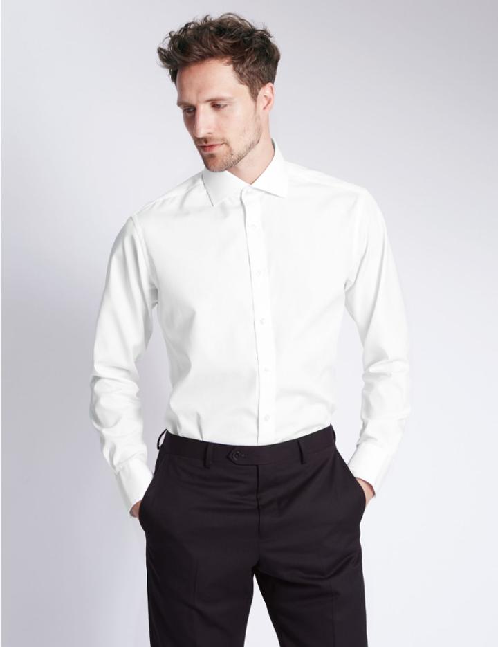 Marks & Spencer Pure Cotton Regular Fit Woven Shirt White