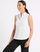 Marks & Spencer Cotton Rich Printed Sleeveless Shirt White Mix