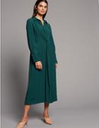 Marks & Spencer Textured Twist Knot Shirt Maxi Dress Dark Green