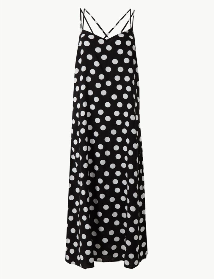 Marks & Spencer Spotted Slip Beach Dress Black Mix