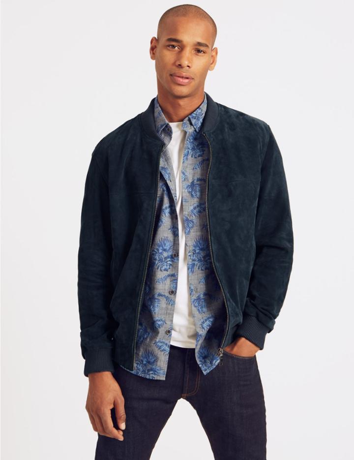 Marks & Spencer Suede Bomber Jacket Denim