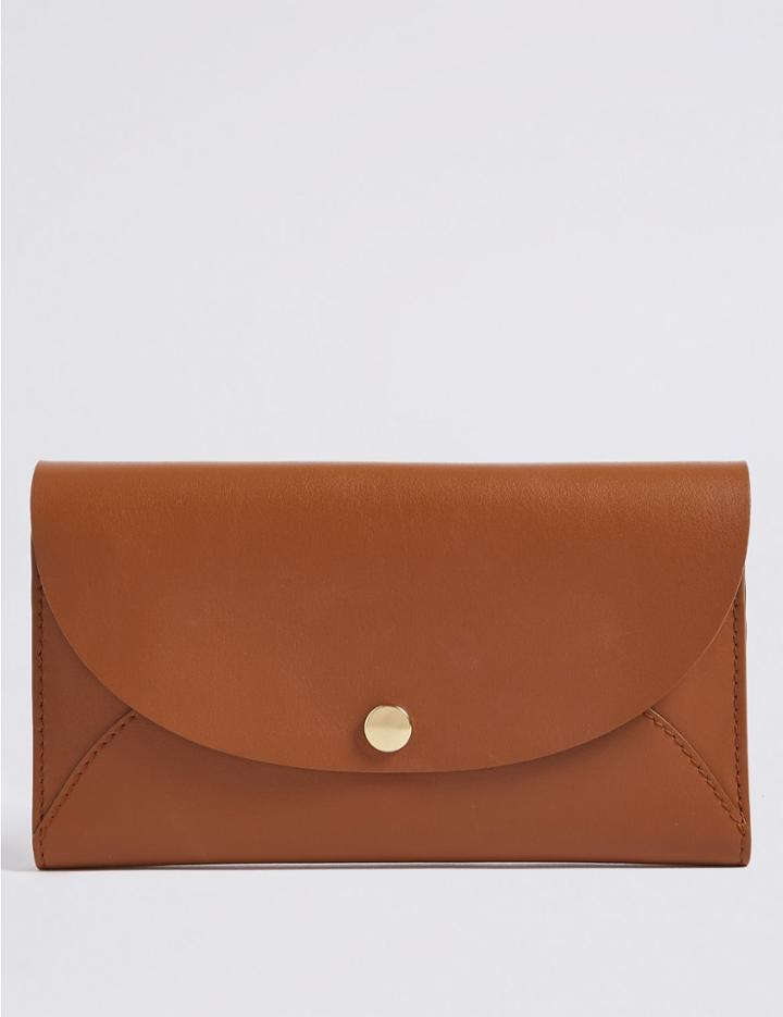 Marks & Spencer Leather Stud Fold Over Purse Camel