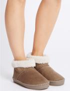 Marks & Spencer Fur Slipper Boots Tan