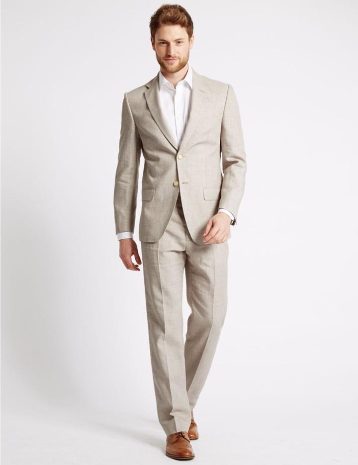 Marks & Spencer Linen Miracle Regular Fit Jacket Neutral