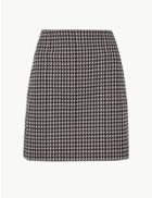 Marks & Spencer Dogtooth Checked Jersey A-line Skirt Red Mix