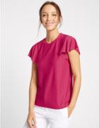 Marks & Spencer Spotty Frill Short Sleeve T-shirt Bright Pink