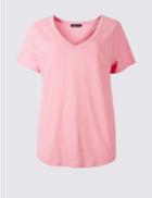 Marks & Spencer Pure Cotton V-neck Short Sleeve T-shirt Pink