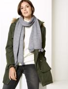 Marks & Spencer Textured Pom-pom Scarf Grey Mix