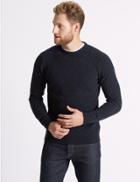 Marks & Spencer Merino Cable Knit Jumper With Yak Navy