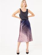 Marks & Spencer Ombre Sequin Slip Midi Skirt Pink Mix