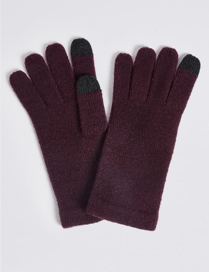 Marks & Spencer Knitted Touchscreen Gloves Dark Grape