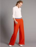 Marks & Spencer Bella Striped Wide Leg Trousers Bright Orange