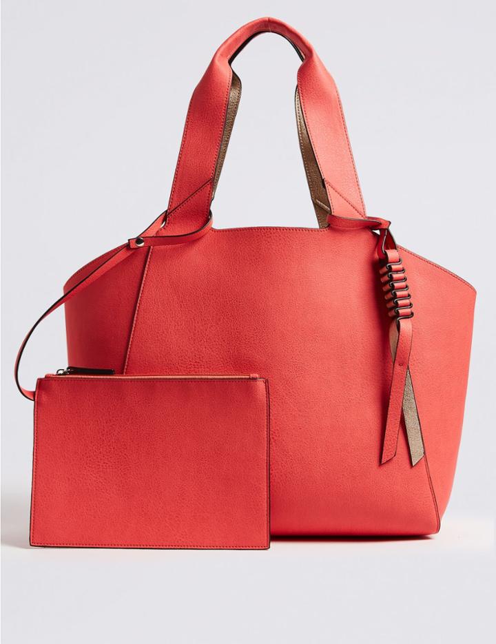 Marks & Spencer Faux Leather Reversible Shopper Bag Silver Mix