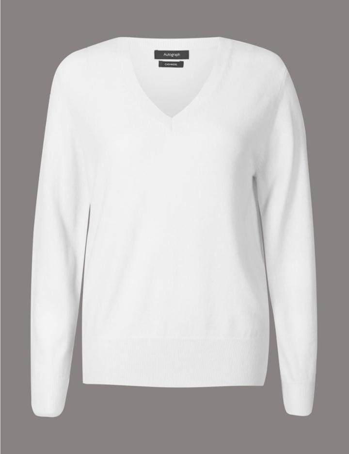 Marks & Spencer Pure Cashmere V-neck Jumper Cream