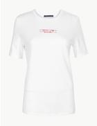 Marks & Spencer Pure Cotton Embroidered Short Sleeve T-shirt Ivory Mix