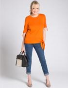 Marks & Spencer Tie Front Half Sleeve Jersey Top Orange