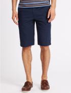 Marks & Spencer Cotton Rich Cargo Shorts With Belt Navy