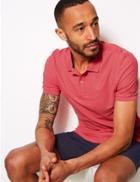 Marks & Spencer Slim Fit Pure Cotton Polo Shirt Bright Pink