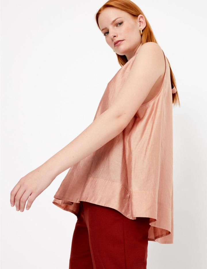 Marks & Spencer Gathered Neck Sleeveless Blouse Light Terracotta
